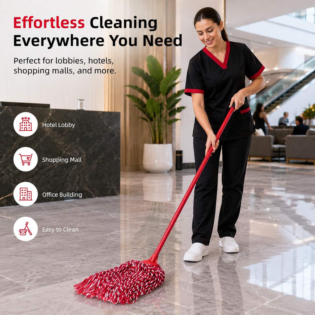 Premium Cotton Yarn Mop with 3‑Section Detachable Handle