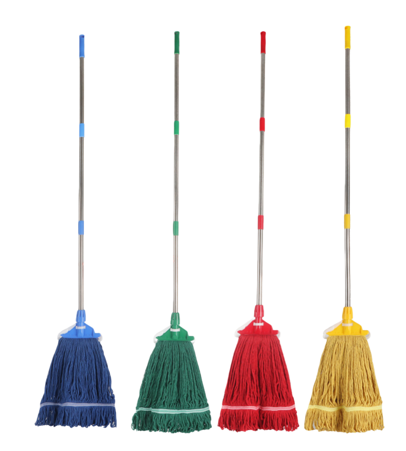 Color-Coded Cotton String Mop Set for Hygienic Commercial Cleaning