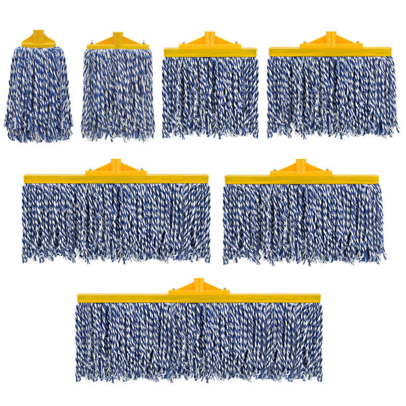 Why This Blue-White Cotton Mop Head with Yellow Bracket Is Ideal for Commercial Cleaning