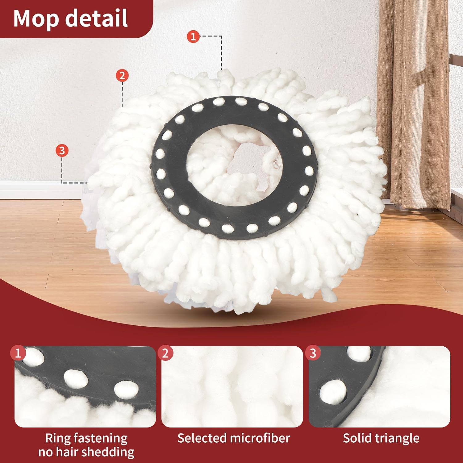 Flat Round Microfiber Mop Head