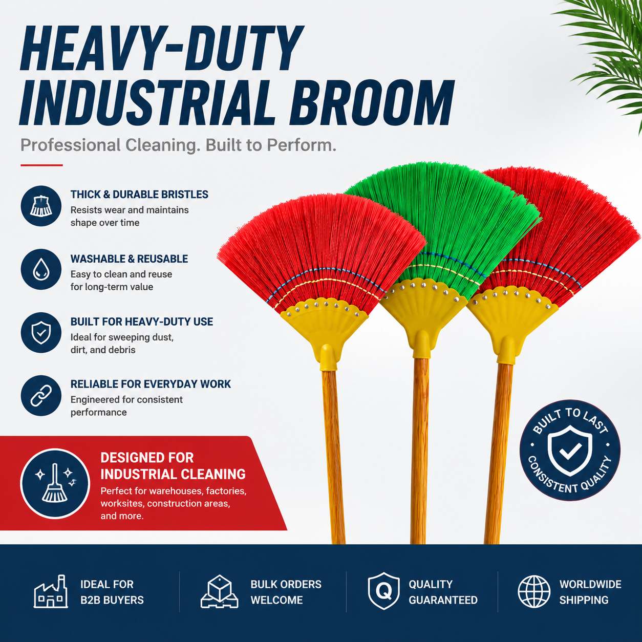 Heavy‑Duty Industrial Fan‑Shape Broom