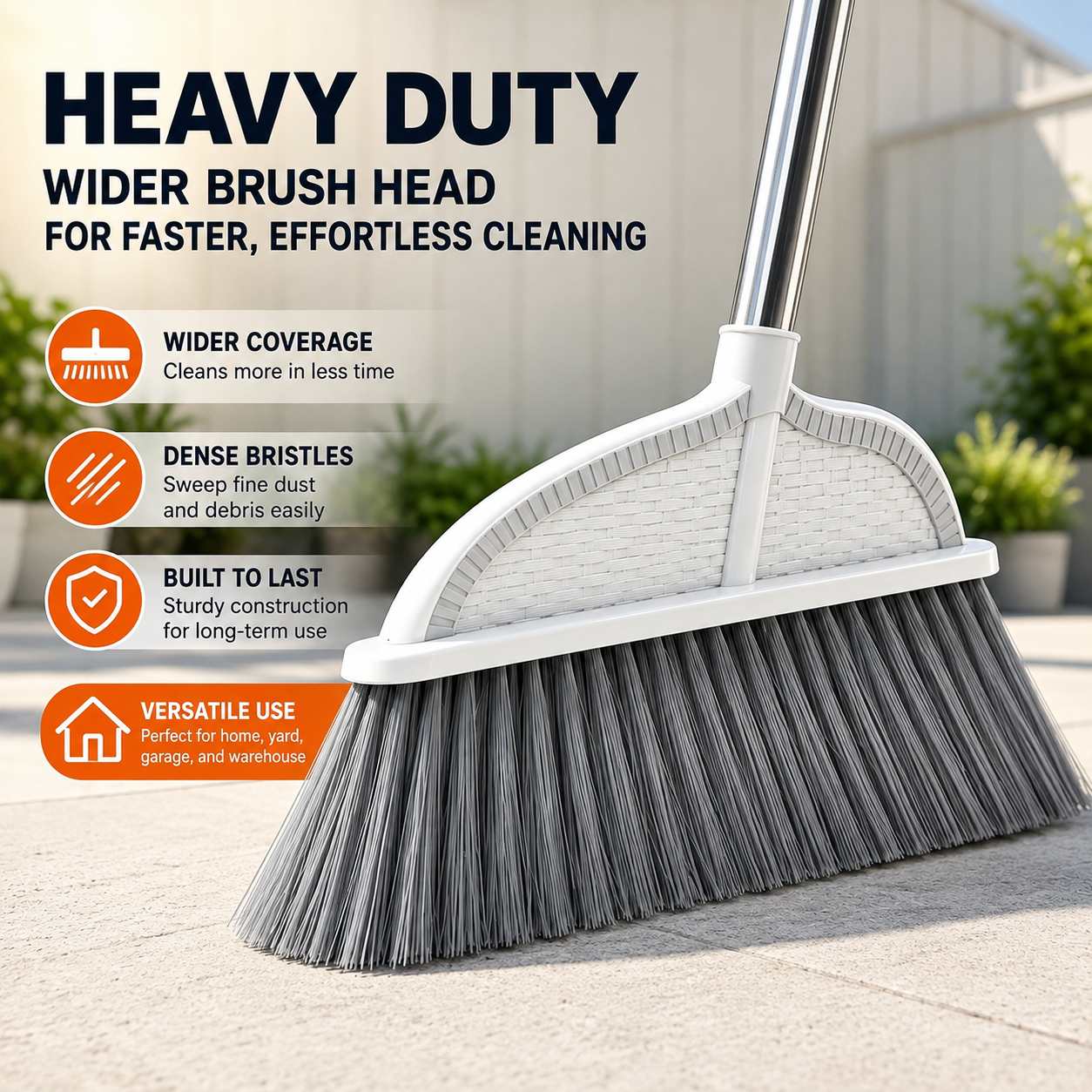 Heavy‑Duty Wide Brush Broom