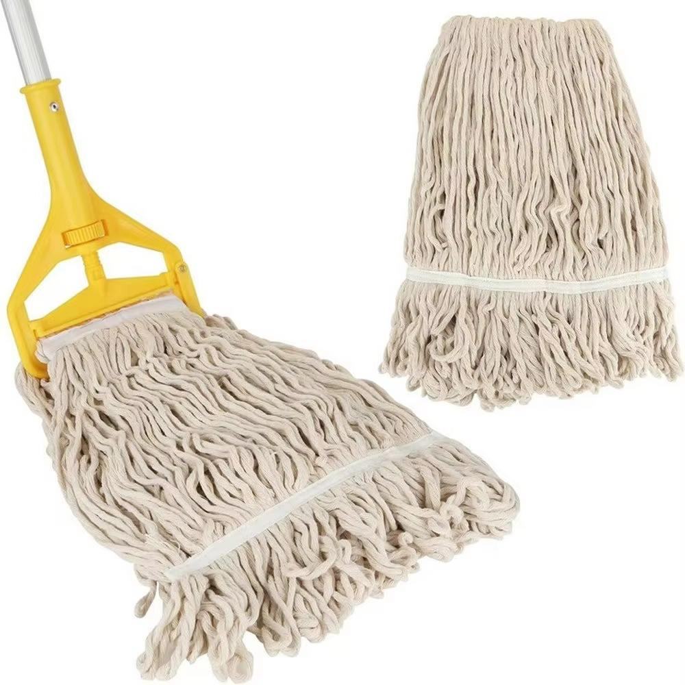 Industrial looped end cotton mop with long handle