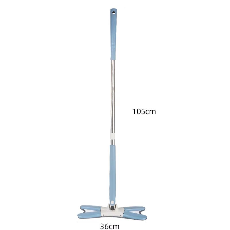 Blue‑White Spinning Flat Mop with Stainless Steel Pole