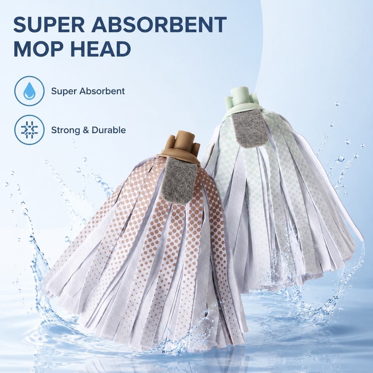 Super Absorbent Non‑Woven Mop Head with Scrub Pad
